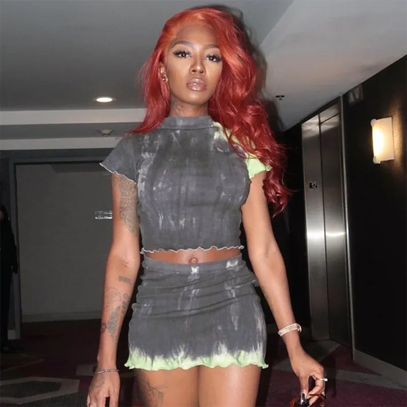 Women's Summer Fashion Print Short Sleeve Top Skirt Casual Two Piece Set 2 Women's Summer Fashion Print Short Sleeve Top Skirt Casual Two Piece Set - Image 2