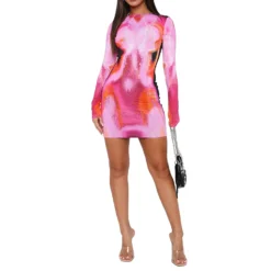 Women's Fashion Printed Round Neck Long Sleeve Slim Dress 22 Women's Fashion Printed Round Neck Long Sleeve Slim Dress -Deals Toggenix Store 1b065f706048d1f4