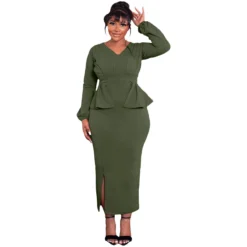Women Long Sleeve V Neck Slit Dress -Deals Toggenix Store 1b6558c2c529c87a