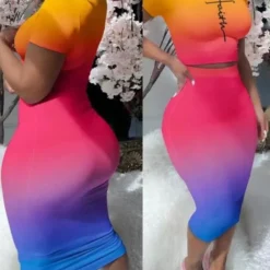 Women's Printed Round Neck Short Sleeve T-Shirt Slim Fit Skirt Sexy Two Piece Set 13 Women's Printed Round Neck Short Sleeve T-Shirt Slim Fit Skirt Sexy Two Piece Set -Deals Toggenix Store 1d48c73c859e566b