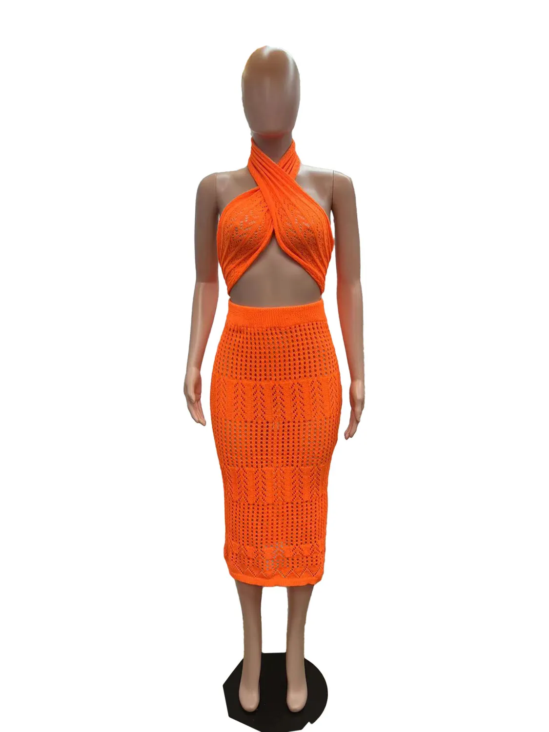 Women's Sexy Knitting Strapless Two Piece Skirt Set 3 Women's Sexy Knitting Strapless Two Piece Skirt Set - Image 3