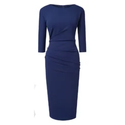 Women Fall Winter Elegant Pleated Round Neck Bodycon Dress 11 Women Fall Winter Elegant Pleated Round Neck Bodycon Dress -Deals Toggenix Store 1e5ee6abdefc41df