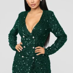 Women Sexy Black Sequins Double Breasted Long Sleeve Career Dress -Deals Toggenix Store 1ed5f3b3e1310968