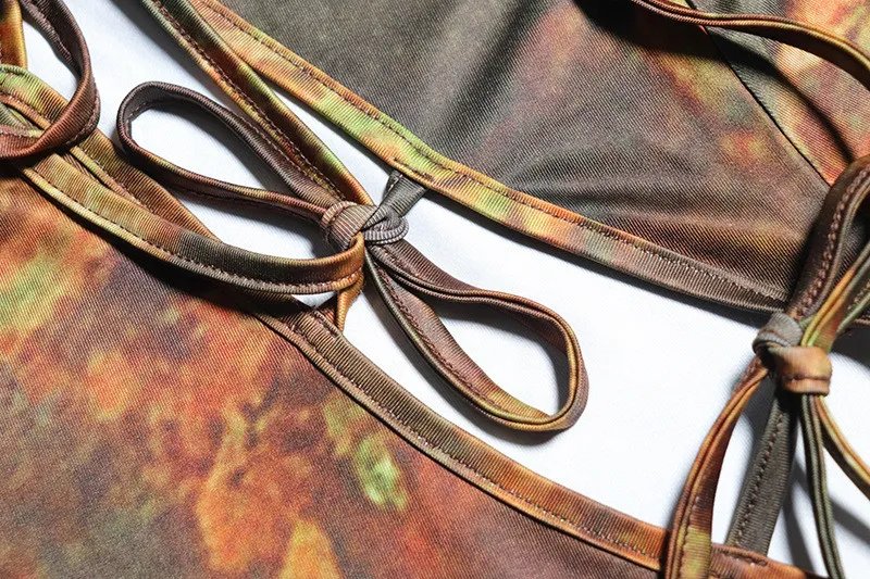 Fashion Printed Retro Long Sleeve Round Neck Hollow Lace-Up Bodycon Women's Dress 4 Fashion Printed Retro Long Sleeve Round Neck Hollow Lace-Up Bodycon Women's Dress - Image 4