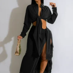 Women's Two-Piece Fringed Slit Skirt Set -Deals Toggenix Store 1eddc16559aa3b08