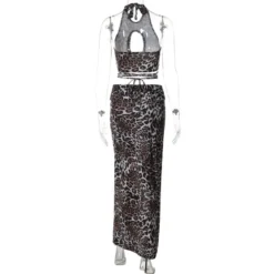 Summer Leopard Print Sexy Strappy Slim Fashion Long Skirt Set -Deals Toggenix Store 1fbbdcc1ec1c756d