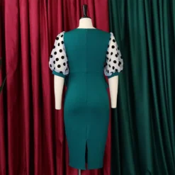 Plus Size V Neck Mesh Patchwork Slim Waist Chic Elegant Dress -Deals Toggenix Store 1ffb10968cd500ab