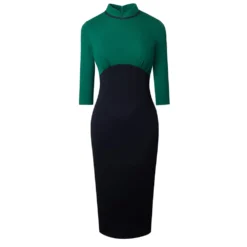 Women Elegant Round Neck Zip Colorblock Bodycon Dress -Deals Toggenix Store 209e772a9a56c6df