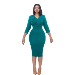 Women's Dress African Chic Elegant Beaded Ruffle V Neck Bodycon Dress -Deals Toggenix Store 20f0b79a97060a32