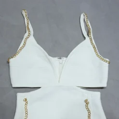 Spring Women's Low Cut Sexy Straps Tight Fitting Dress Metallic Chain Bandage Dress -Deals Toggenix Store 21bb31aae8a912d2