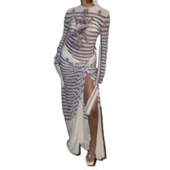 Women Sexy Casual Printed Long Sleeve Top And High Waist Slit Long Skirt Two Piece Set -Deals Toggenix Store 21c745bef30fbdac