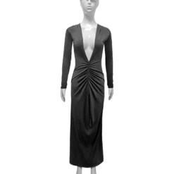 Women's Long-Sleeved Sexy Deep V-Neck Pleated Slim Long Dress 27 Women's Long-Sleeved Sexy Deep V-Neck Pleated Slim Long Dress -Deals Toggenix Store 22626d4f1d179d49