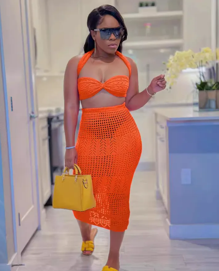 Women's Sexy Knitting Strapless Two Piece Skirt Set 6 Women's Sexy Knitting Strapless Two Piece Skirt Set - Image 6