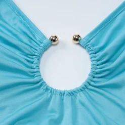 Beach Holidays Style Sexy V-Neck Metal Buckle Low Back Strap Long Dress -Deals Toggenix Store 22f41a1d6733a8e2