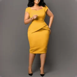 Women Short SleevesSolid Office Bodycon Dress -Deals Toggenix Store 232232d55d161b39