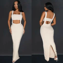 Women Sexy Backless Suspender Top And Long Dress Two-piece Set -Deals Toggenix Store 23b80f0e11a6f882