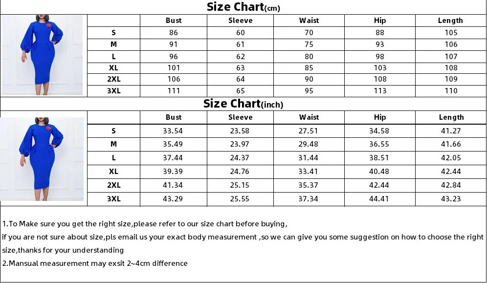 Women's Fall Winter Solid Color Bodycon Pro Ol Chic Plus Size African Dress 7 Women's Fall Winter Solid Color Bodycon Pro Ol Chic Plus Size African Dress - Image 7