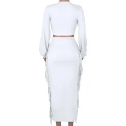 Spring Autumn Women Clothes Sexy V-Neck Long Sleeve Long Skirt Women'S Skirt Set