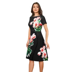 Summer Vintage Print Elegant Round Neck Irregular Dress For Women -Deals Toggenix Store 27e7763fc4178d4a
