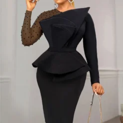 Elegant Patchwork Beaded High Waist Slim Fit Party Dress -Deals Toggenix Store 2807d22affd5c710