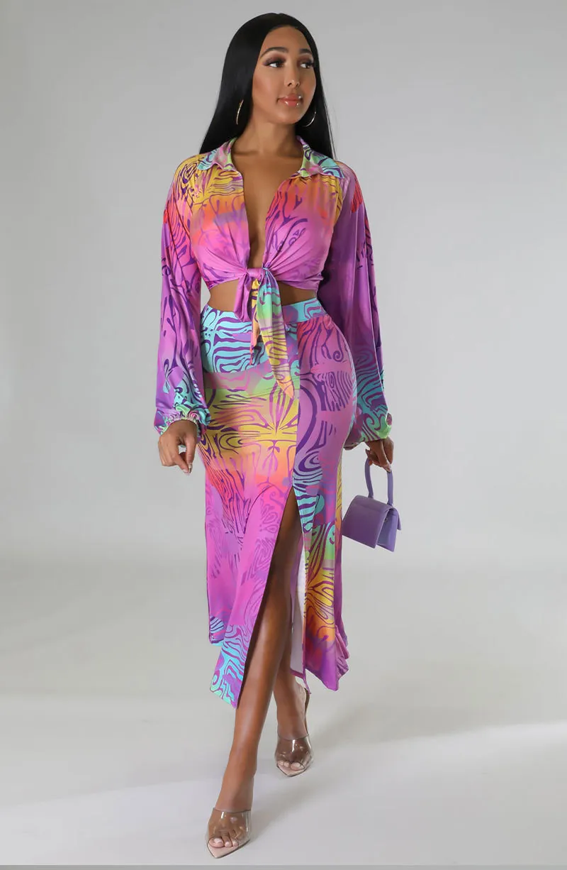 Fashion Spring Casual Print Long Sleeve Two-Piece Women'S Skirt Set 9 Fashion Spring Casual Print Long Sleeve Two-Piece Women'S Skirt Set - Image 9