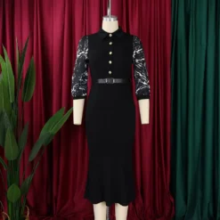 Women Printed Long Sleeve Patchwork Dress -Deals Toggenix Store 291621efccaa126a