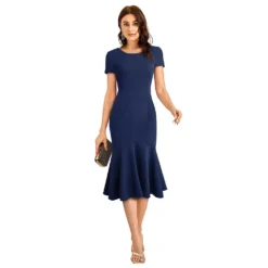 Women's Chic Career Slim Bodycon Round Neck Midi Dress 15 Women's Chic Career Slim Bodycon Round Neck Midi Dress -Deals Toggenix Store 29d41e6a5b6f409f