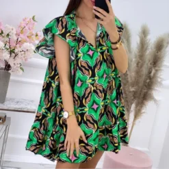 Women African Casual Print Short Sleeve Dress