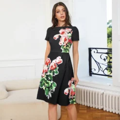 Summer Vintage Print Elegant Round Neck Irregular Dress For Women -Deals Toggenix Store 2a6ab985ec3801ff