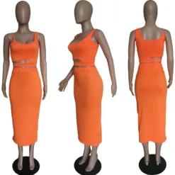 Women's Solid Color Cutout Casual Home Style Skirt Set Two Piece -Deals Toggenix Store 2bcf83fe7faa3979