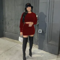 Women Velvet Long Sleeve Top And Mini Skirt Two Piece Set 18 Women Velvet Long Sleeve Top And Mini Skirt Two Piece Set -Deals Toggenix Store 2c70b4df26647a3b