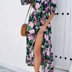 Women's Spring Summer Holidays Casual Printed Split Dress -Deals Toggenix Store 2dadce05e79fd91e