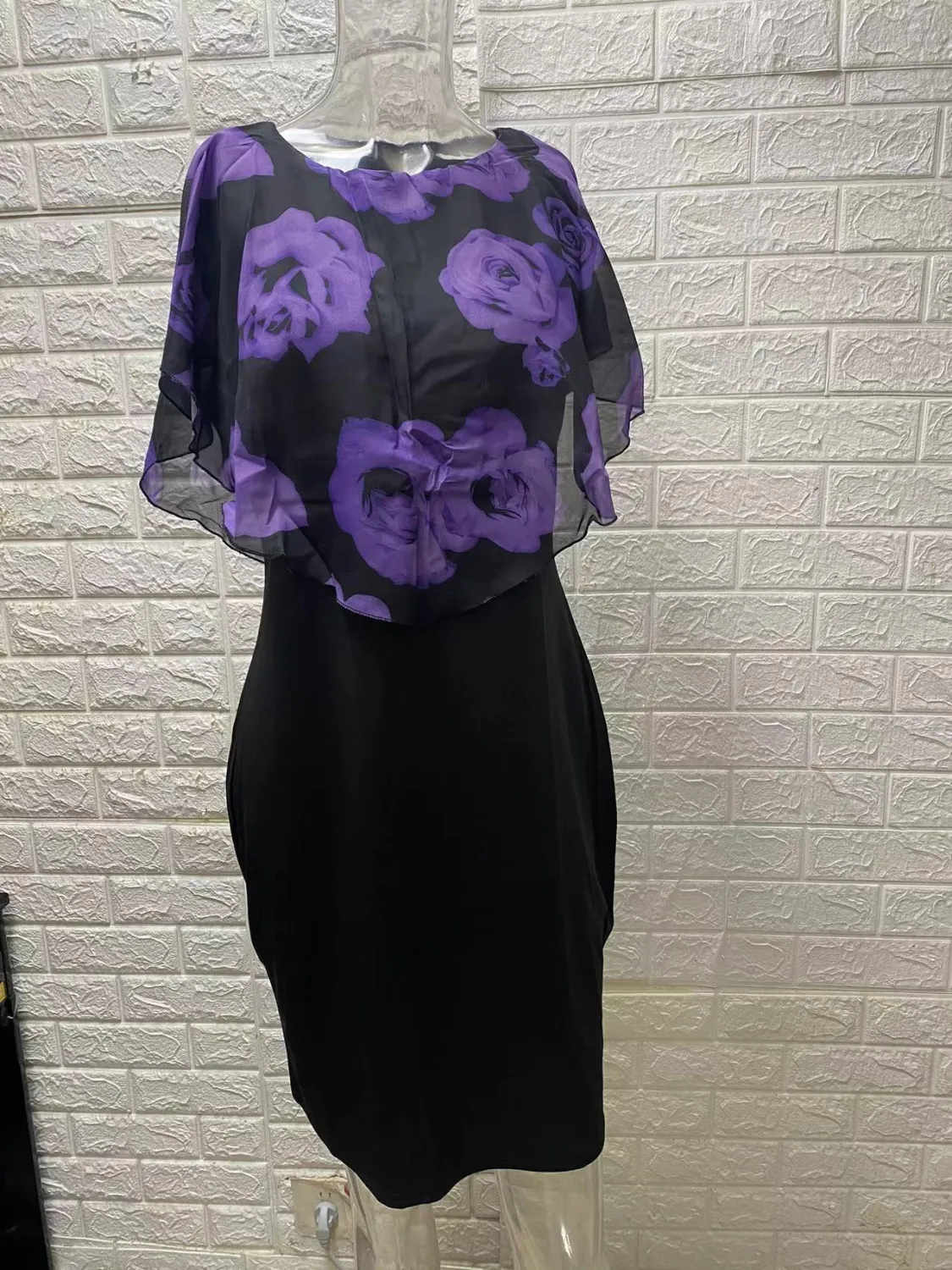 Rose Printed Shawl Women 's Slim Bodycon Plus Size Dress 12 Rose Printed Shawl Women 's Slim Bodycon Plus Size Dress - Image 12