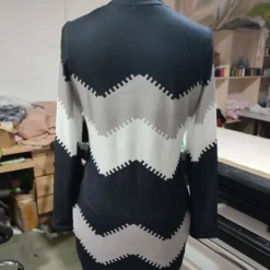 Winter Casual Black Stripe Print Round Neck Long Sleeve Bodycon Dress -Deals Toggenix Store 2effc00b901a89d7