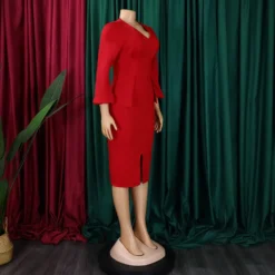 African Women V-neck Puff Sleeve Slit Dress -Deals Toggenix Store 2fd6788a7edf0781