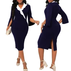 Sexy Fashion Solid Color V-neck Women's Dress -Deals Toggenix Store 3005959e93cbb3ec