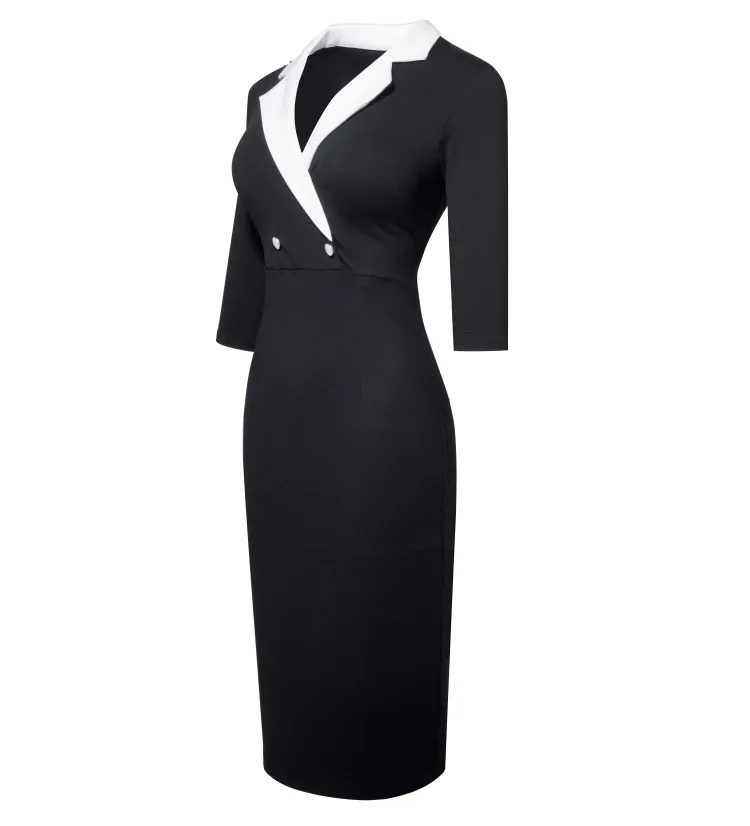 Fashion Women Chic Elegant Suit Skirt Button Patchwork Dress 11 Fashion Women Chic Elegant Suit Skirt Button Patchwork Dress - Image 11