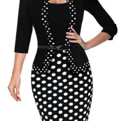 Midi Waist Square Neck Fashion Women Chic Career Zip Patchwork Bodycon Dress -Deals Toggenix Store 307f9c5f0fd54829