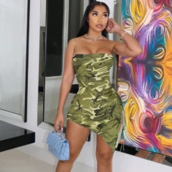 Strapless Print Dress Pleated Slit Tie Irregular Dress 20 Strapless Print Dress Pleated Slit Tie Irregular Dress -Deals Toggenix Store 3123451faff7f87c