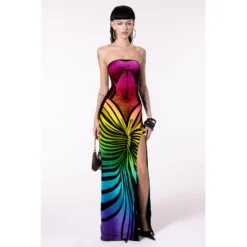 Women Sexy Backless Printed Strapless Slit Lace-Up Dress -Deals Toggenix Store 3129669b198670e0