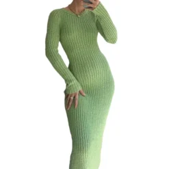Women Round Neck Long Sleeve Ribbed Bodycon Dress 18 Women Round Neck Long Sleeve Ribbed Bodycon Dress -Deals Toggenix Store 325cb46642b090d6