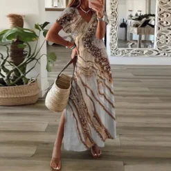 Women Loose Casual Print Short Sleeve Dress 25 Women Loose Casual Print Short Sleeve Dress -Deals Toggenix Store 33ca8d88d564021e