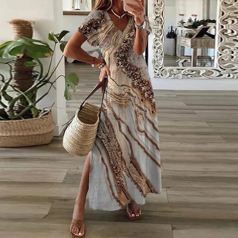 Women Loose Casual Print Short Sleeve Dress 6 Women Loose Casual Print Short Sleeve Dress - Image 6