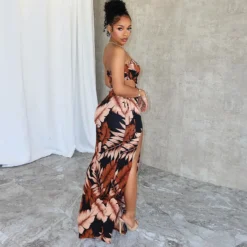 Women's Fashion Print Sexy Strapless Low Back Slit Dress 23 Women's Fashion Print Sexy Strapless Low Back Slit Dress -Deals Toggenix Store 33d0bd584a449f05