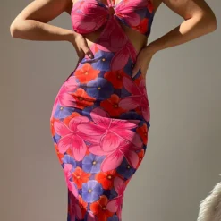 Halter Neck Low Back Printed Strappy Holidays Beach Dress -Deals Toggenix Store 35281b71bfe8e500