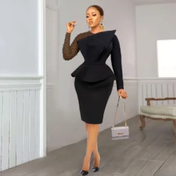 Elegant Patchwork Beaded High Waist Slim Fit Party Dress -Deals Toggenix Store 3576589c7944e61d