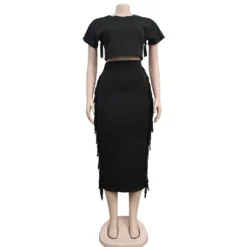 Women Solid Tassel Round Neck Short Sleeve Top And Long Dress Two-Piece Set 25 Women Solid Tassel Round Neck Short Sleeve Top And Long Dress Two-Piece Set -Deals Toggenix Store 3599cf18cc8f8e96