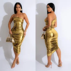 Fashion Women's Solid Color Sexy Slash Shoulder Pleated Dress -Deals Toggenix Store 3657b174ab21be3f