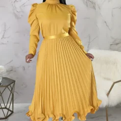 Fall Women Puff Sleeve Top And Ruffled Pleated Skirt Two-Piece Set -Deals Toggenix Store 3669f497e8ff4c4c