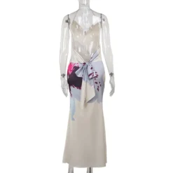 Women Printed Slit Holidays Backless Dress -Deals Toggenix Store 383aa31207c8ad1d